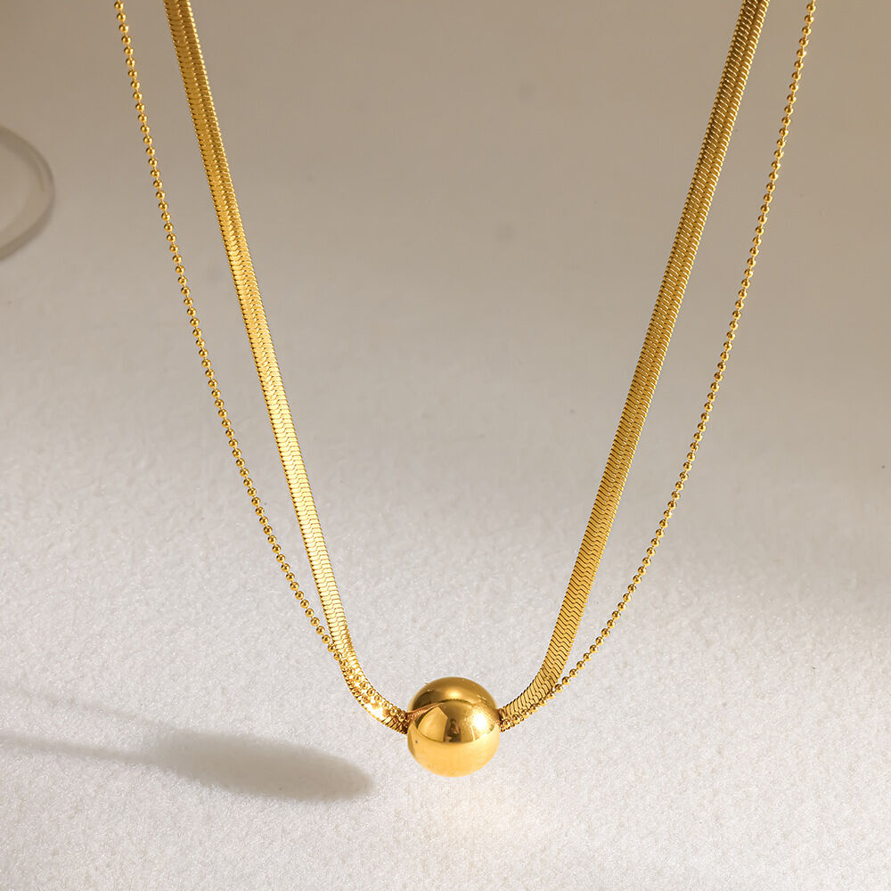 Collares De Mujer De La Serie Simple Daily Chain Circle De Acero Inoxidable, Resistentes Al Agua Y Color Dorado. Imagen3