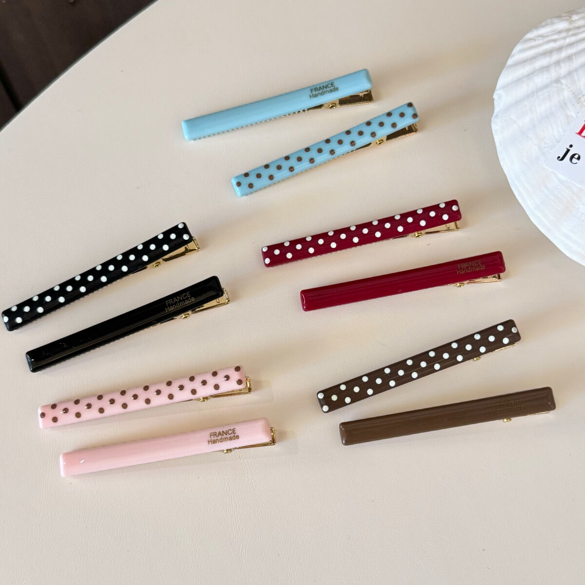 Simple Series Dagelijkse Effen Kleur Polka Dots Plastic Haarclips h5 Afbeelding2