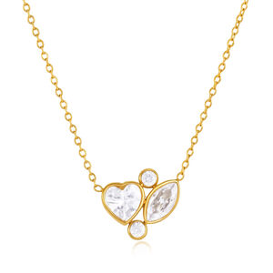 Luxurious Series Daily Irregular Shape Heart Stainless Steel Waterproof Gold Color Zircon Women's Necklaces Sets h5 Picture5