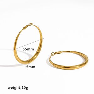 Simple Stainless Steel Waterproof Gold Color Women's Hoop Earrings h5