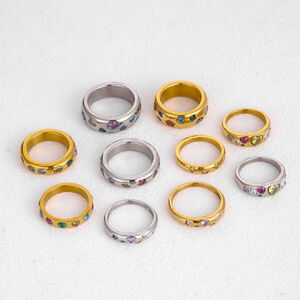 Luxe Serie Retro Ringen Van Roestvrij Staal Met Onregelmatige Vorm, Waterdicht, Goudkleurig En Bezet Met Zirkonia, Voor Dames. h5 Afbeelding4