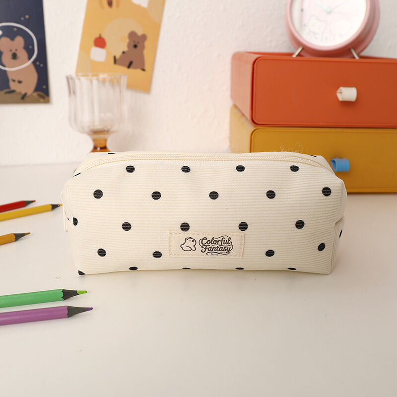 Simple Series Casual Polyester Solid Color Polka Dots Pen Pouches