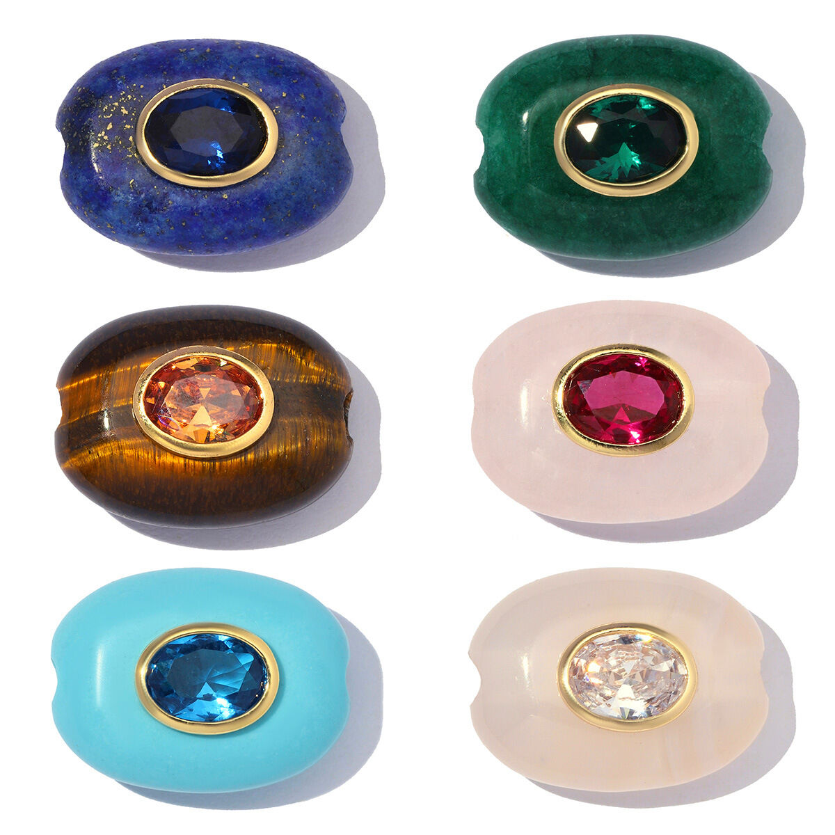 Classic Series Diy Ellipse Shape Natural Stones Women's Pendants