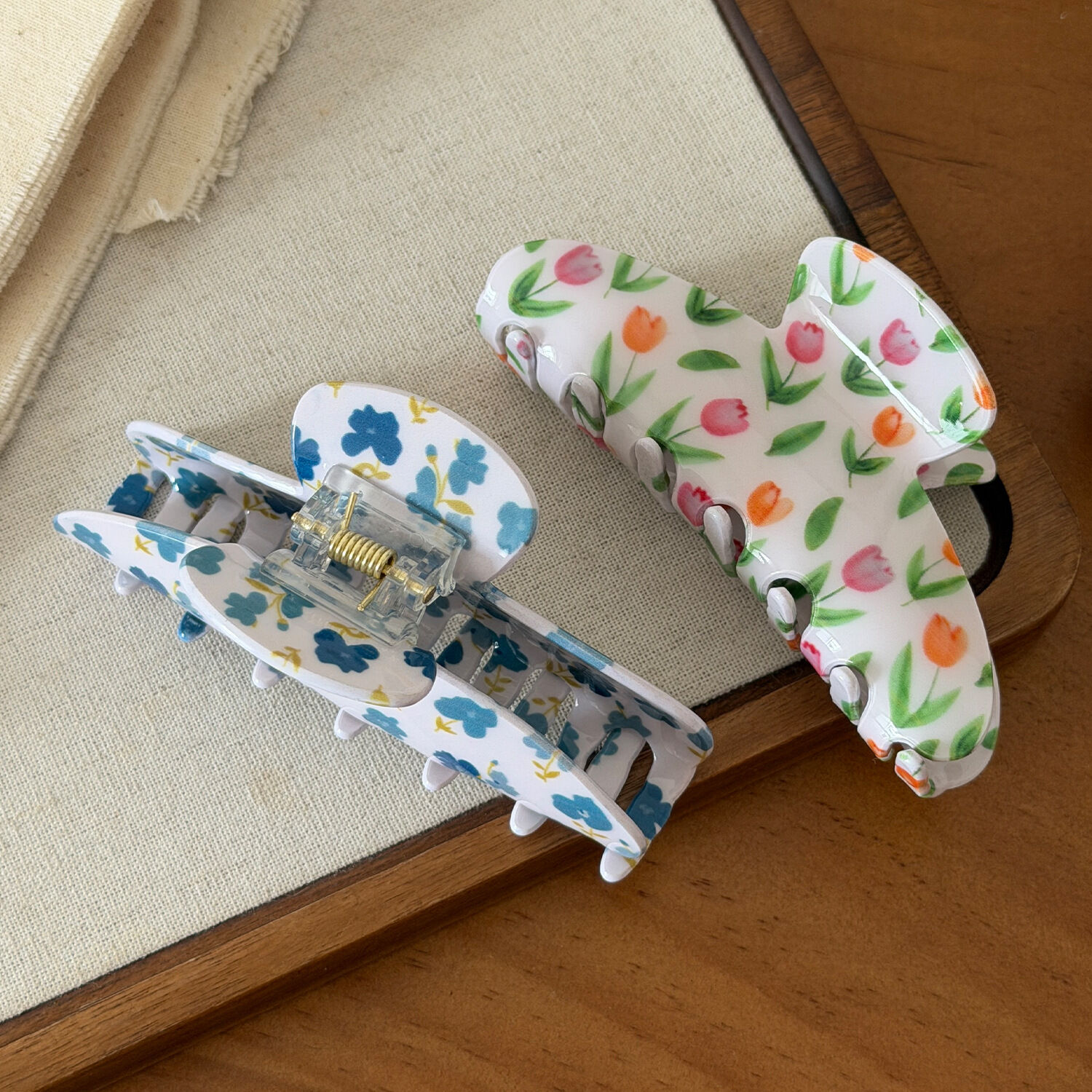 Simple Series Sweet Flower Bow Knot Cartoon Stripe Mixed Color Strawberry Acrylic Hair Claws h5 Afbeelding2