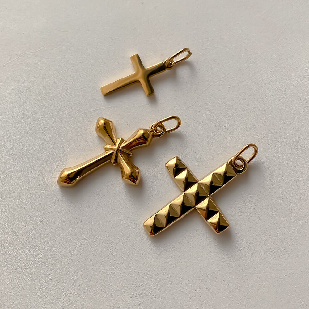 Classic Series Diy Heart Cross Stainless Steel Waterproof Gold Color Artificial Pearl Women's Pendants Picture4
