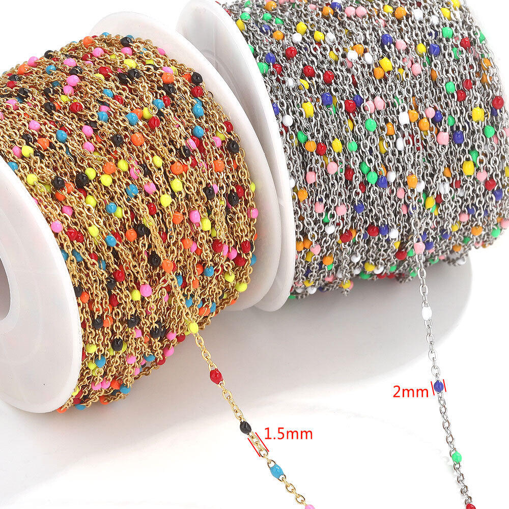 Cadena De Esmalte De Acero Inoxidable, Resistente Al Agua, Color Dorado. Materiales De Ensartado. h5Imagen3