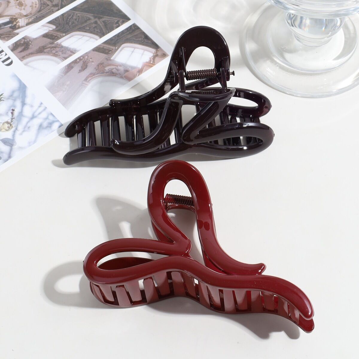 Simple Series Daily Heart Solid Color Acrylic Hair Claws 2