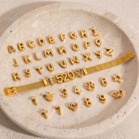Simple Series Diy Letter Heart Cross Number Stainless Steel Waterproof Gold Color Women's Pendants
