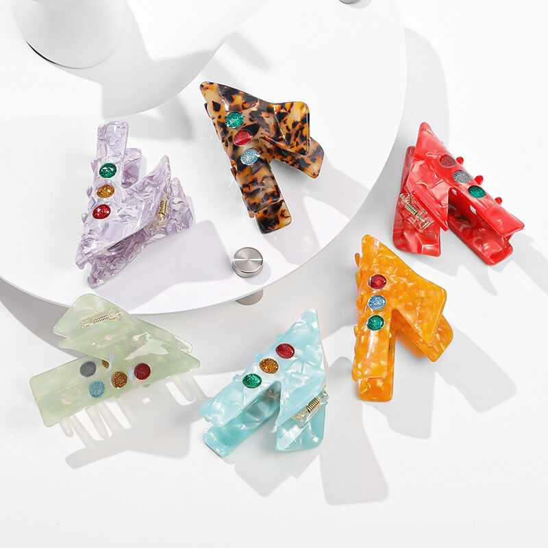 Simple Series Casual Leopard Print Mixed Color Gradient Color Geometric Shape Acetate Hair Claws