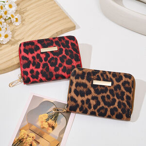 Portafoglio E Porta Carte Da Donna In Stile Casual Con Dettagli In Metallo, Tinta Unita E Stampa Leopardata In Pu. h5 Immagine3