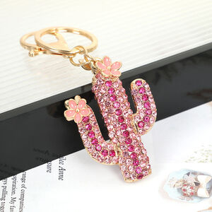 Luxurious Series Natural Flower Solid Color Plant Alloy Rhinestone Keychain h5 Picture3
