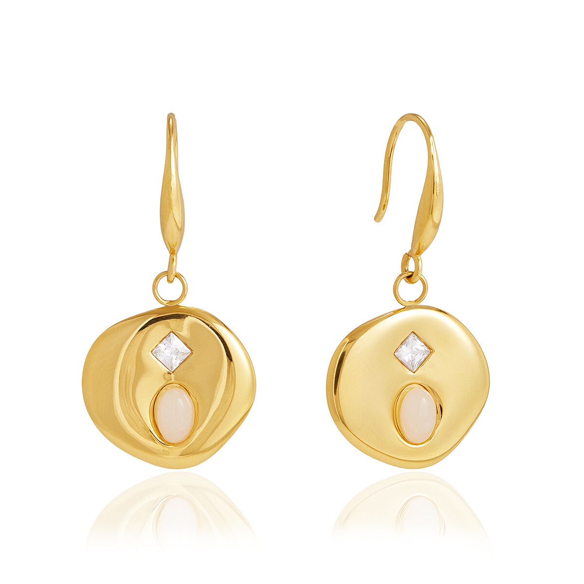 Simple Series Retro Ellipse Shape Stainless Steel Waterproof   Gold Color  Women's Drop Earrings h5 Picture5