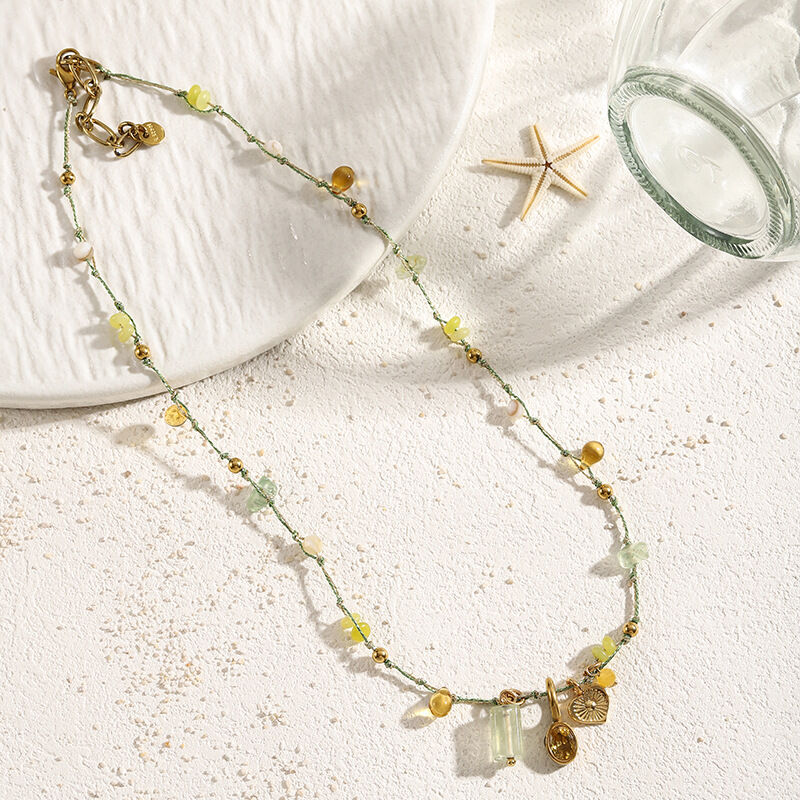 Simple Series Heart Beads Natural Stones Women's Braided Necklaces 2