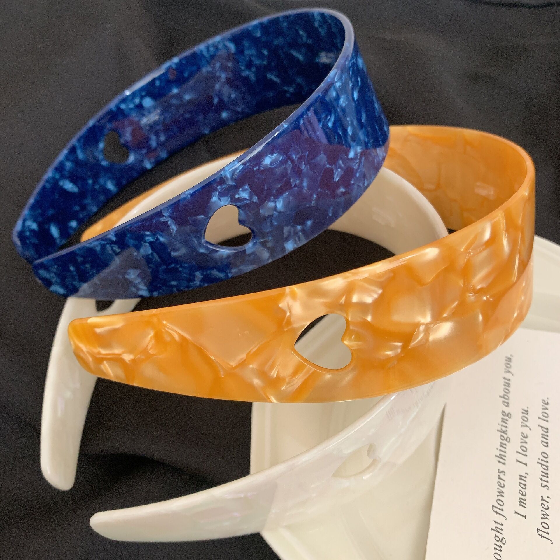 Simple Series Casual Heart Solid Color Gradient Color Acetate Hair Bands h5 Picture3