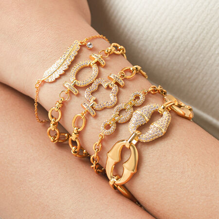 Bracciale Da Donna Di Lusso Con Catena A Forma Di Ellisse Floreale, In Acciaio Inossidabile Color Oro Impermeabile E Zirconi, Ideale Per Tutti I Giorni.