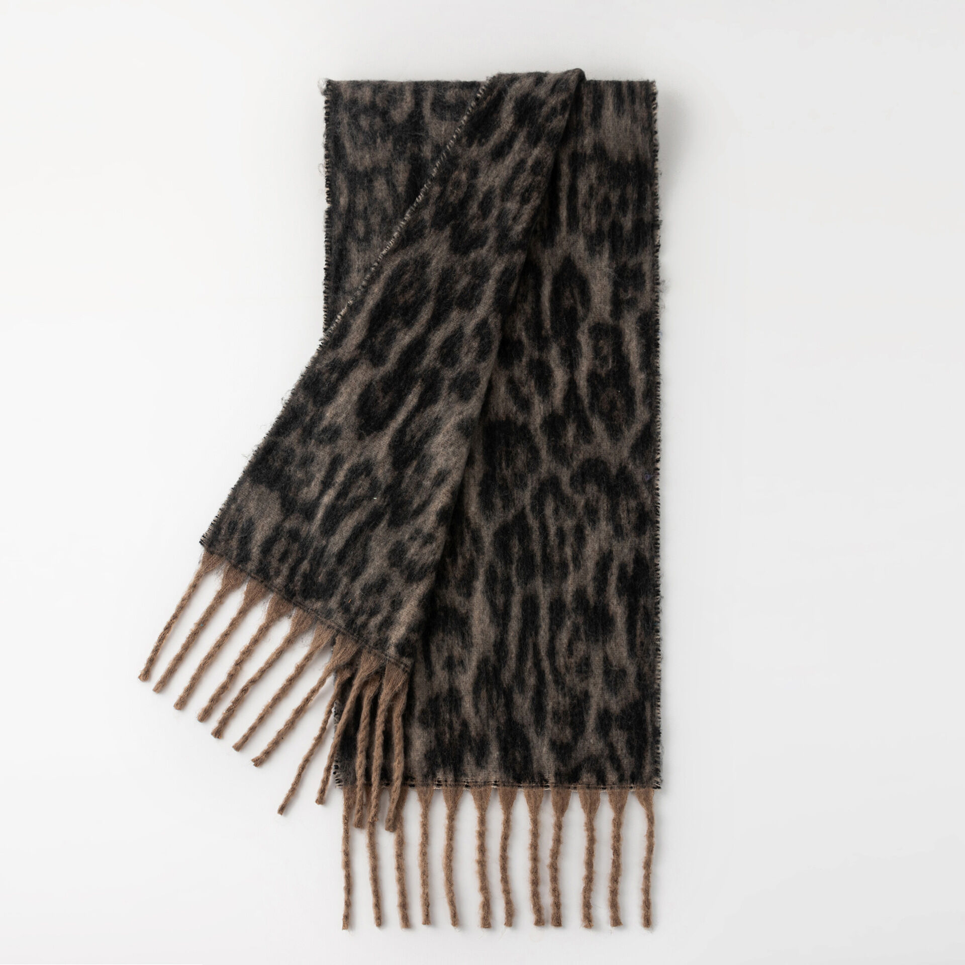 Simple Series Retro Leopard Print Tassel Winter Scarves 2