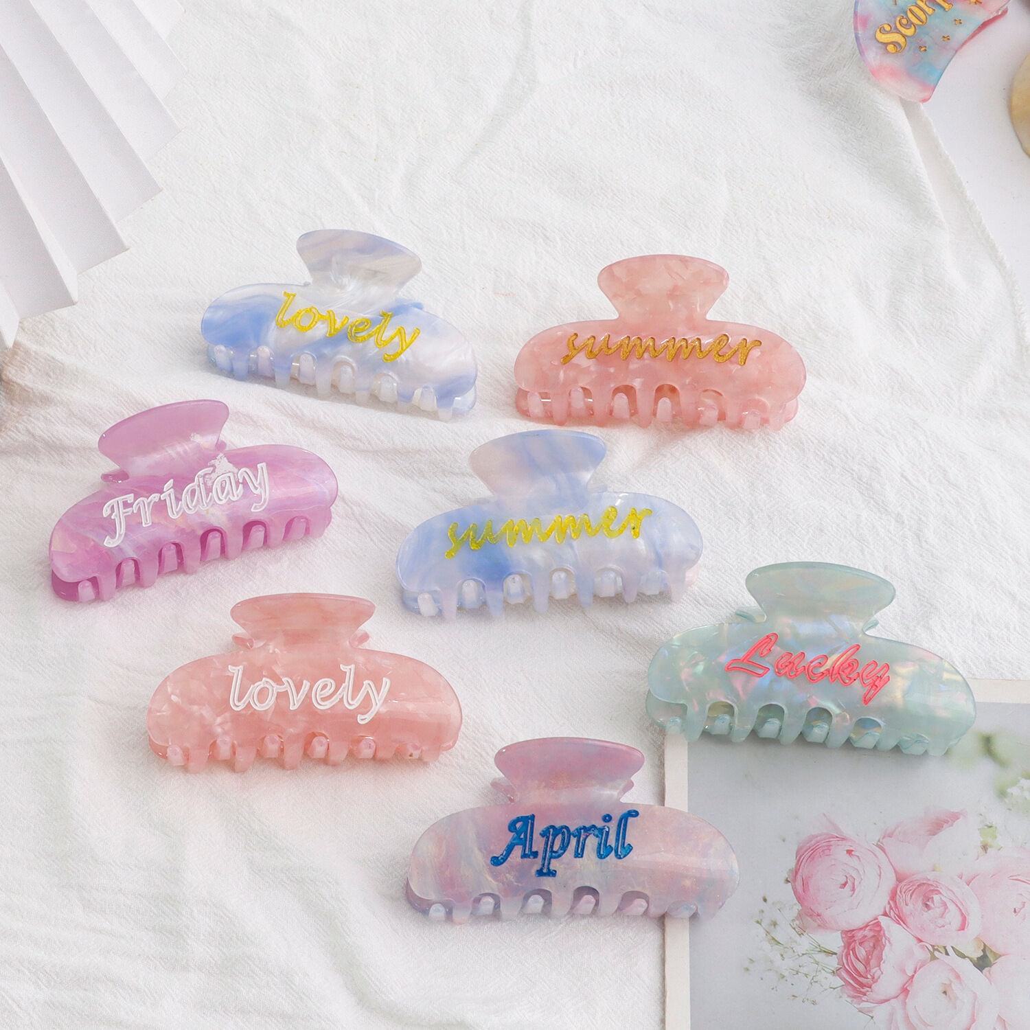 Simple Series Daily Letter Gradient Color Pvc Hair Claws 2