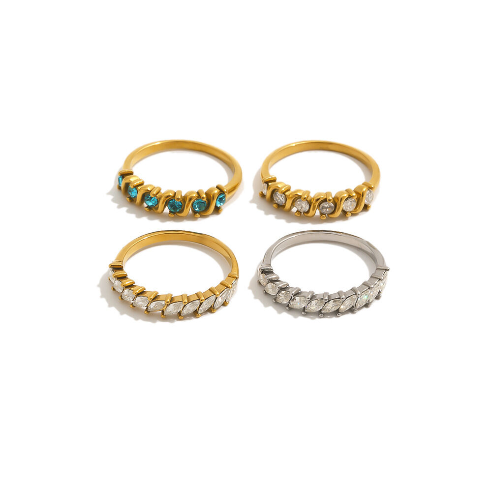 Luxuriöse Serie: Schlichte, Unregelmäßige Form, Wasserdicht, Goldfarben, Zirkonia-Damenringe h5 Bild4