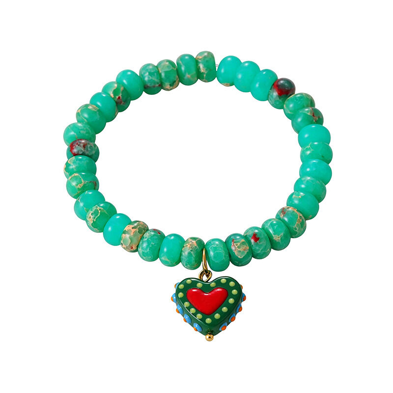 Romantic Series Sweet Heart Beads Natural Stones Women's Charm Bracelets 