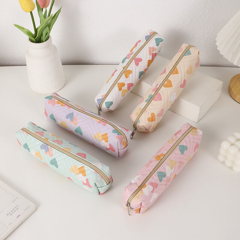 Simple Series Sweet Pu Heart Mixed Color Pen Pouches h5Picture4