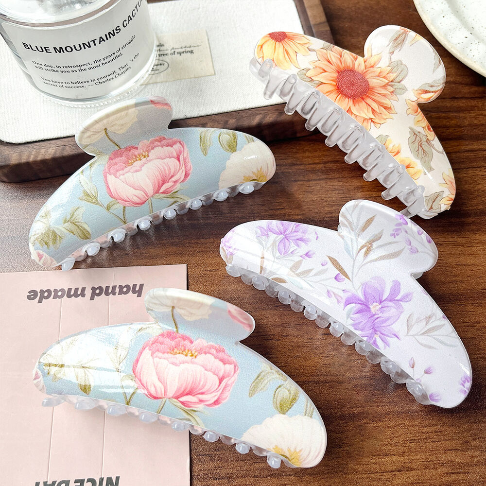 Pinzas Para El Cabello De Pvc Con Diseño De Flores Elegantes Y Colores Variados, Rosas Y Hojas, De La Serie Romántica. Imagen3