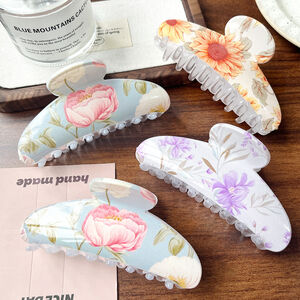 Pinzas Para El Cabello De Pvc Con Diseño De Flores Elegantes Y Colores Variados, Rosas Y Hojas, De La Serie Romántica. h5 Imagen3