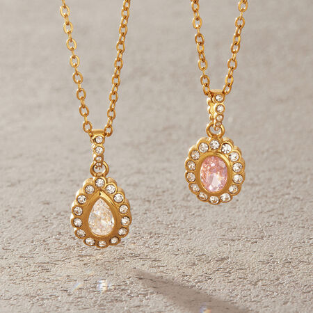 Collares Con Colgante Para Mujer De La Serie Simple Retro Droplet, De Acero Inoxidable, Resistentes Al Agua Y Color Dorado.