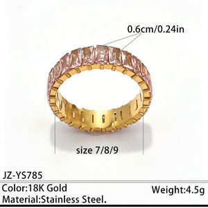 Luxurious Series Geometric Shape Stainless Steel Waterproof Gold Color Zircon Women's Gemstone Rings h5