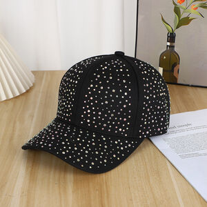 Simple Series Casual Solid Color Cotton Rhinestone Baseball Cap h5