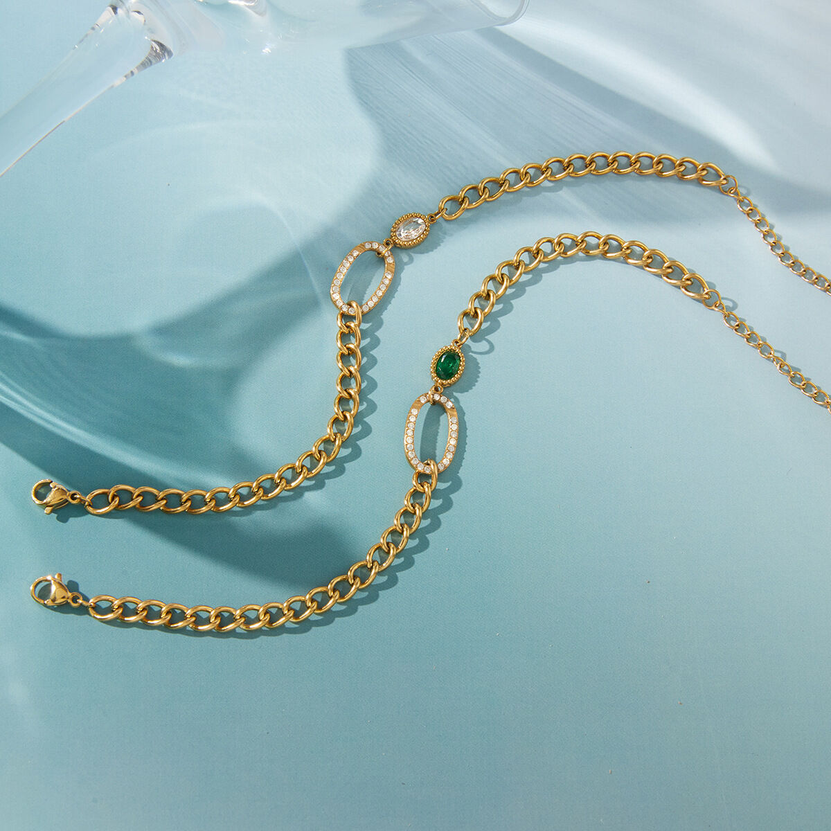 Simple Series Daily Heart Chain Stainless Steel Waterproof Gold Color Zircon Women's Chain Bracelets h5 Picture4