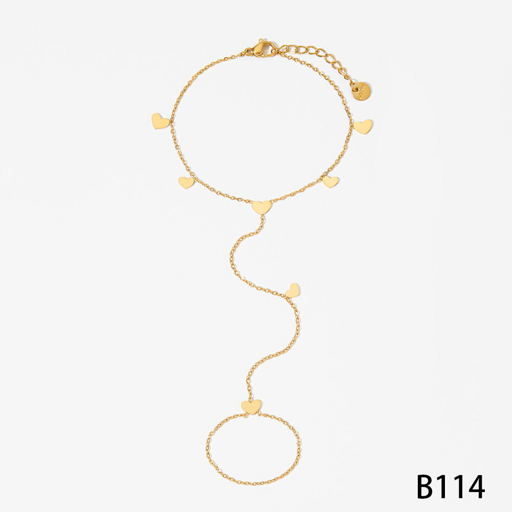 Simple Heart Stainless Steel Waterproof Gold Color Women's Hand Chain
