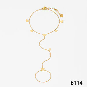 Simple Heart Stainless Steel Waterproof Gold Color Women's Hand Chain h5