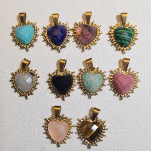 Heart Natural Stones Stainless Steel Gold Color Women's Pendants h5 Picture3