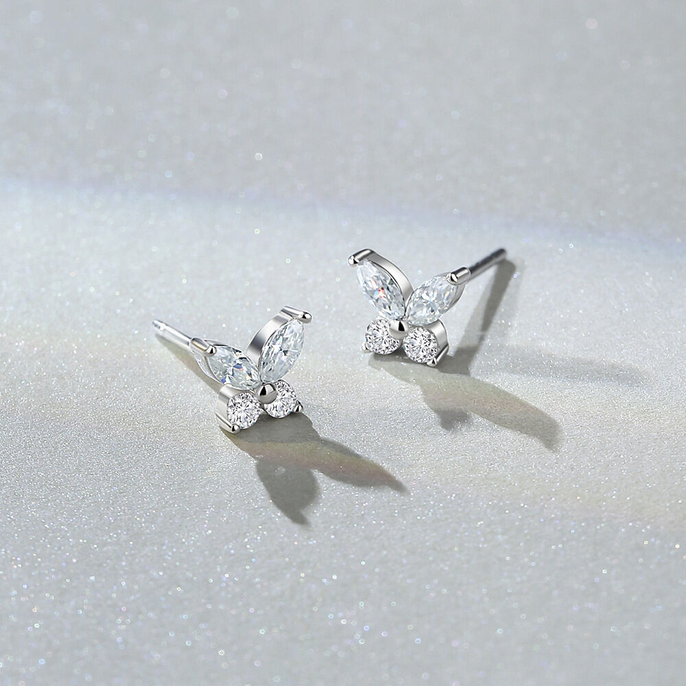 Simple Series Daily Irregular Shape 925 Sterling Silver Color Platinum Plating  Women's Moissanite Earrings 2