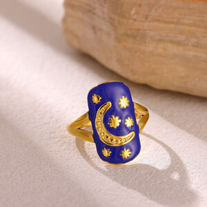 Romantische Serie Retro Teufelsauge Unregelmäßige Sternform Edelstahl Wasserdicht Goldfarben Statement-Ringe h5