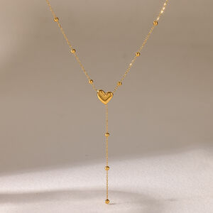 Simple Series Casual Heart Stainless Steel Waterproof Gold Color Women's Pendant Necklaces h5 Picture3