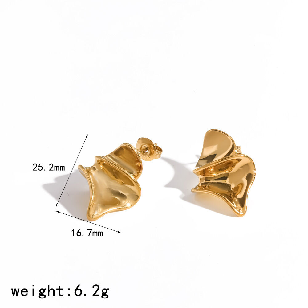 Simple Series Daily Geometric Shape Stainless Steel Waterproof   Gold Color  Women's Stud Earrings h5 
