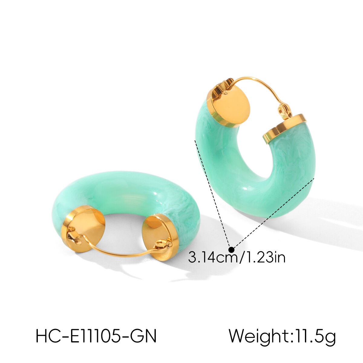 Simple Series Retro Daily Geometric Shape Resin   Gold Color  Women's Hoop Earrings h5 Picture2