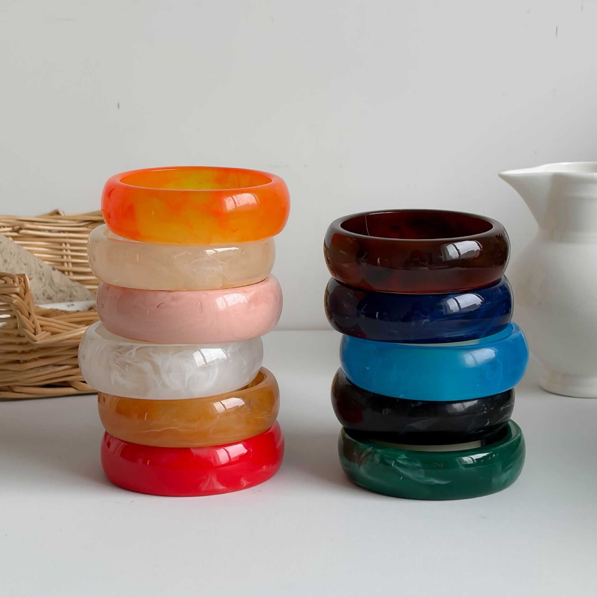 Brazaletes De Resina Con Degradado De Color Para Mujer
