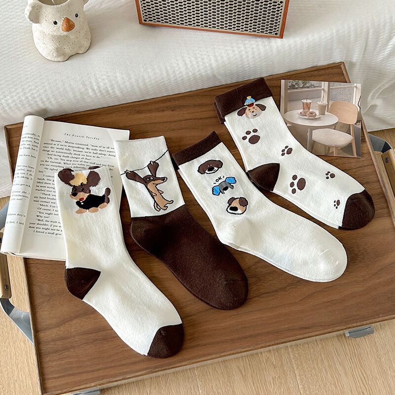 Chaussettes Mi-Mollet Pour Femmes, Légèrement Rebondissantes, Avec De Jolis Motifs D'Animaux. Image2