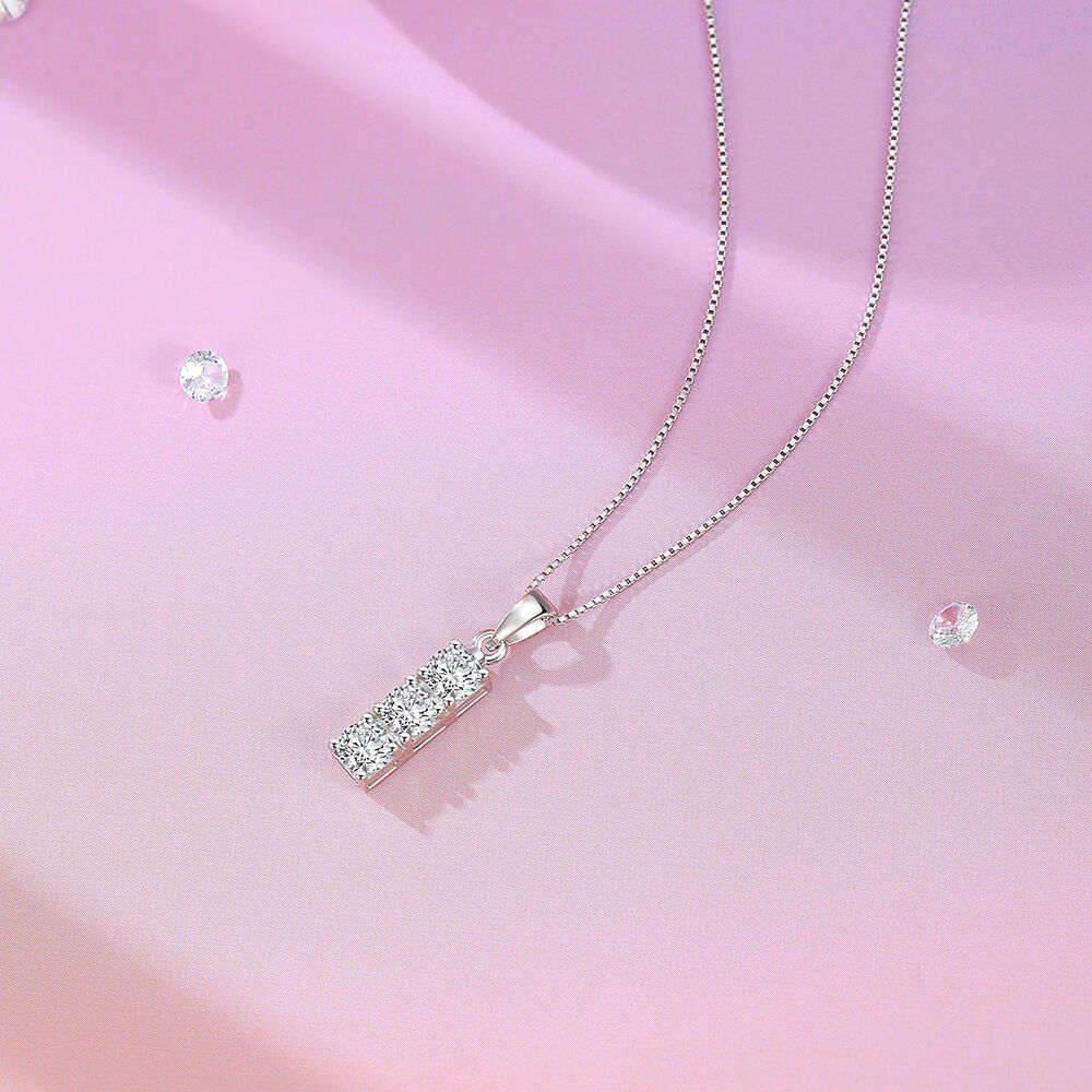 Romantic Series Elegant Rectangle 925 Sterling Silver Color Platinum Plating  Women's Moissanite   Necklaces Picture3