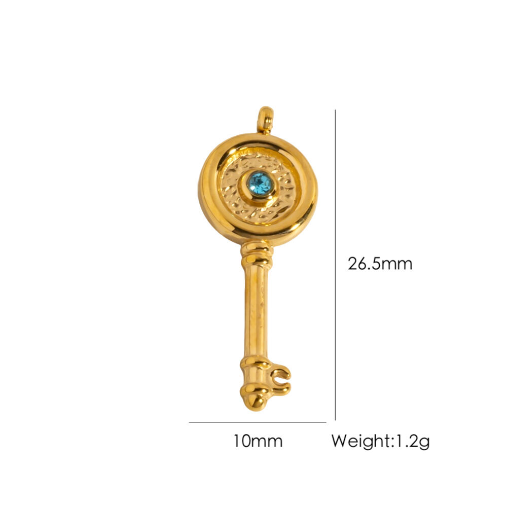 Ciondoli Da Donna Classic Series Fai Da Te A Forma Di Chiave, In Acciaio Inossidabile Impermeabile, Colore Oro.