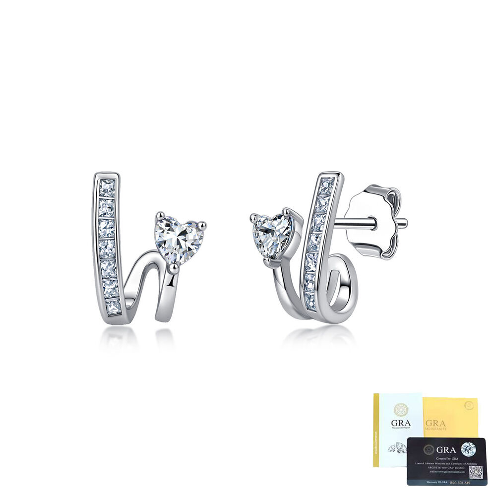 Pendientes de mujer con moissanita, forma irregular y sencilla, de plata de ley 925, color oro, con corazón.