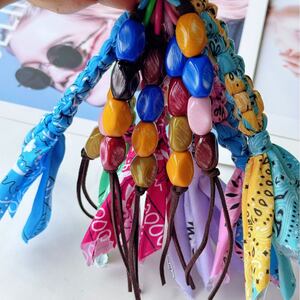Ethnic Series Bohemian Irregular Shape Tassel Beads Mixed Color Woven Paisley Pattern Fabric Bag Charms h5 Picture5
