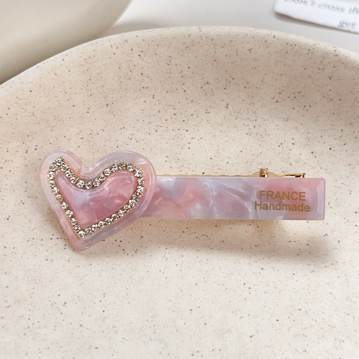 Simple Series Daily Heart Solid Color Gradient Color Acetate Rhinestone Unisex Hair Clips 