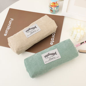 Simple Series Casual Corduroy Letter Animal Solid Color Oceanic Style Pen Pouches h5 Picture2