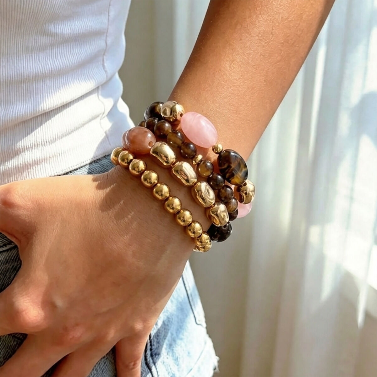 Kralenarmbandensets van hars met kleurverloop voor dames
