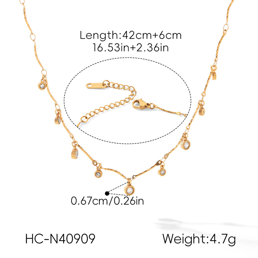 Simple Series Daily Tassel Circle Stainless Steel Waterproof Gold Color Zircon Women's Pendant Necklaces Picture2