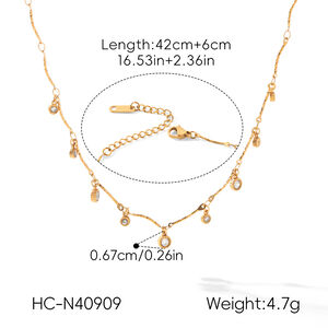 Simple Series Daily Tassel Circle Stainless Steel Waterproof Gold Color Zircon Women's Pendant Necklaces h5 Picture2