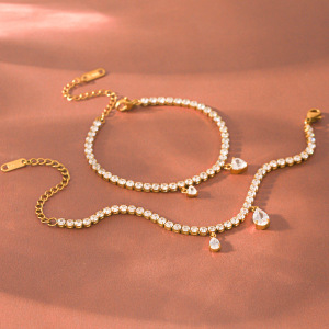 Stainless Steel Waterproof Gold Color Zircon Women's Charm Bracelets h5 Picture3